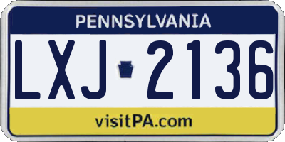 PA license plate LXJ2136