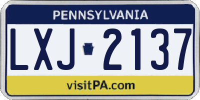 PA license plate LXJ2137