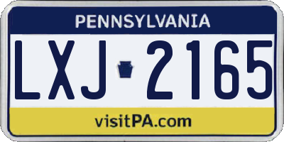 PA license plate LXJ2165