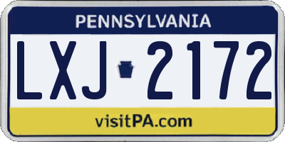PA license plate LXJ2172