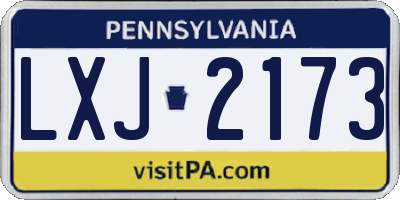 PA license plate LXJ2173