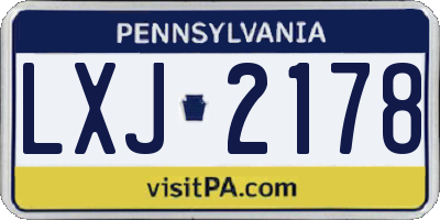 PA license plate LXJ2178