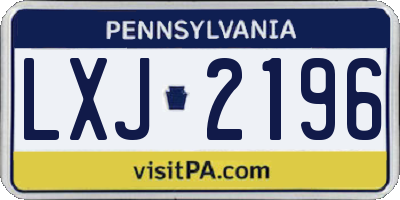 PA license plate LXJ2196