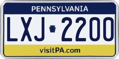 PA license plate LXJ2200