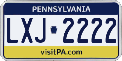 PA license plate LXJ2222