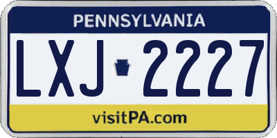 PA license plate LXJ2227
