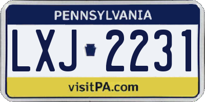 PA license plate LXJ2231