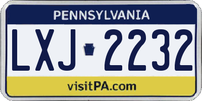 PA license plate LXJ2232