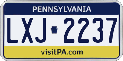 PA license plate LXJ2237