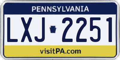 PA license plate LXJ2251