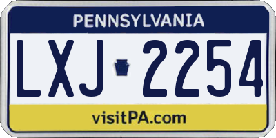 PA license plate LXJ2254