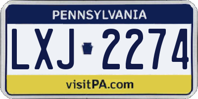 PA license plate LXJ2274