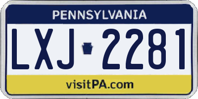 PA license plate LXJ2281