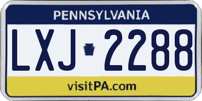 PA license plate LXJ2288