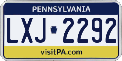 PA license plate LXJ2292