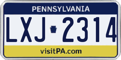 PA license plate LXJ2314