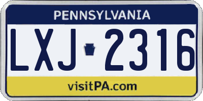 PA license plate LXJ2316