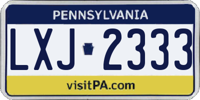 PA license plate LXJ2333