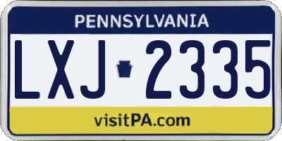 PA license plate LXJ2335