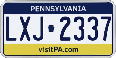PA license plate LXJ2337