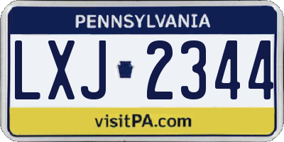 PA license plate LXJ2344