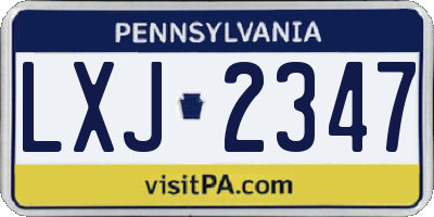 PA license plate LXJ2347