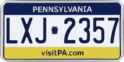 PA license plate LXJ2357