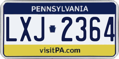 PA license plate LXJ2364