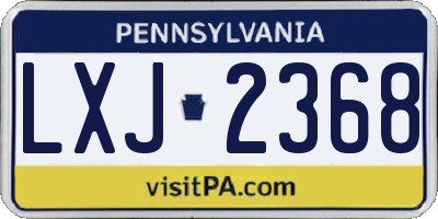 PA license plate LXJ2368