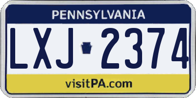 PA license plate LXJ2374