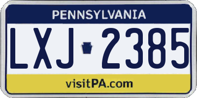 PA license plate LXJ2385
