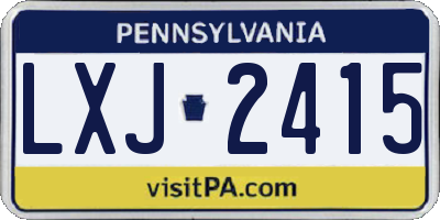PA license plate LXJ2415