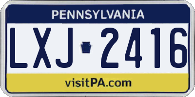 PA license plate LXJ2416