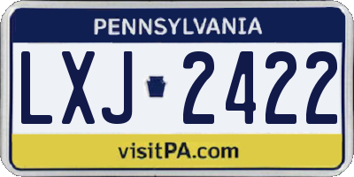 PA license plate LXJ2422