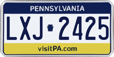 PA license plate LXJ2425
