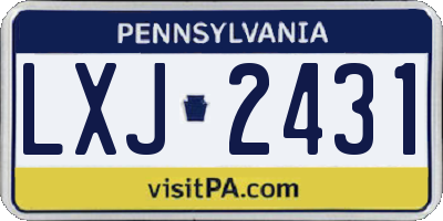PA license plate LXJ2431