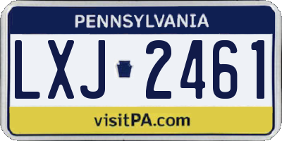PA license plate LXJ2461