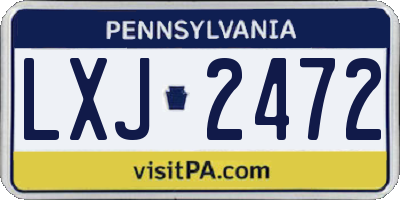 PA license plate LXJ2472