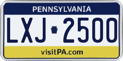 PA license plate LXJ2500