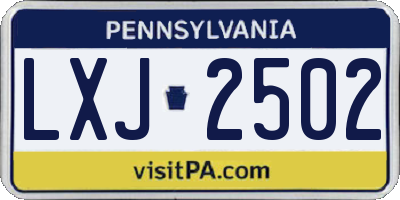 PA license plate LXJ2502