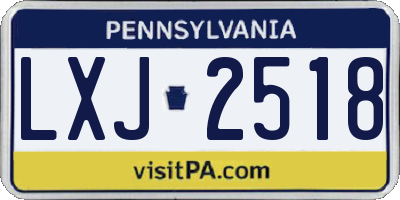 PA license plate LXJ2518