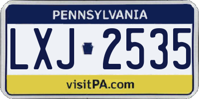 PA license plate LXJ2535