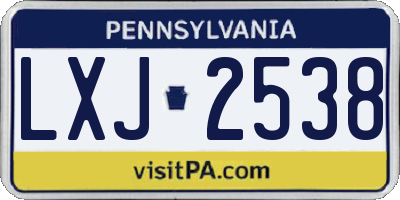 PA license plate LXJ2538