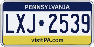 PA license plate LXJ2539