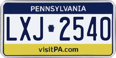 PA license plate LXJ2540