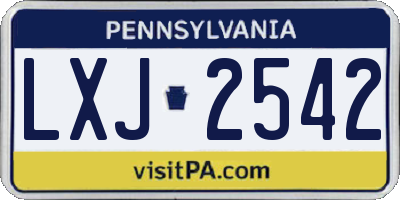 PA license plate LXJ2542