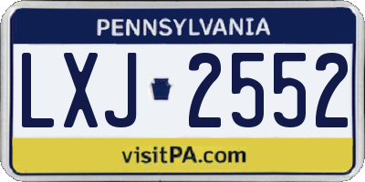 PA license plate LXJ2552