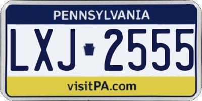 PA license plate LXJ2555