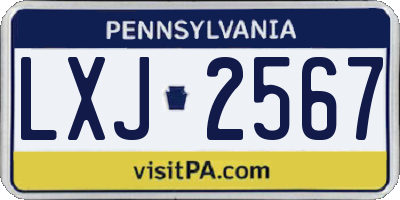PA license plate LXJ2567
