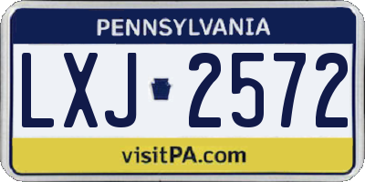 PA license plate LXJ2572